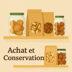 Bocaux et sachets de conservation alignés sur des étagères rustiques