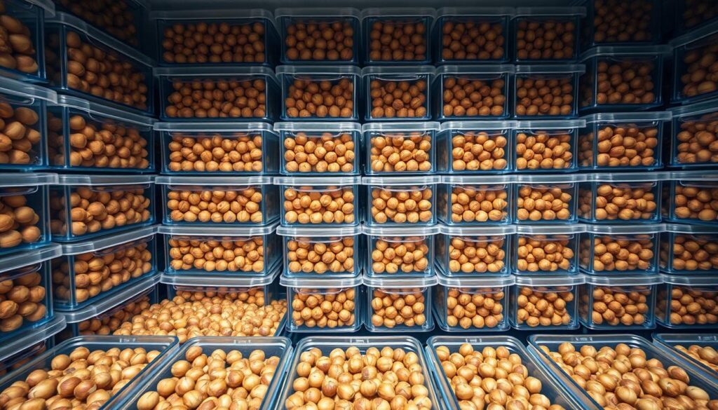 Stockage des noisettes par congélation