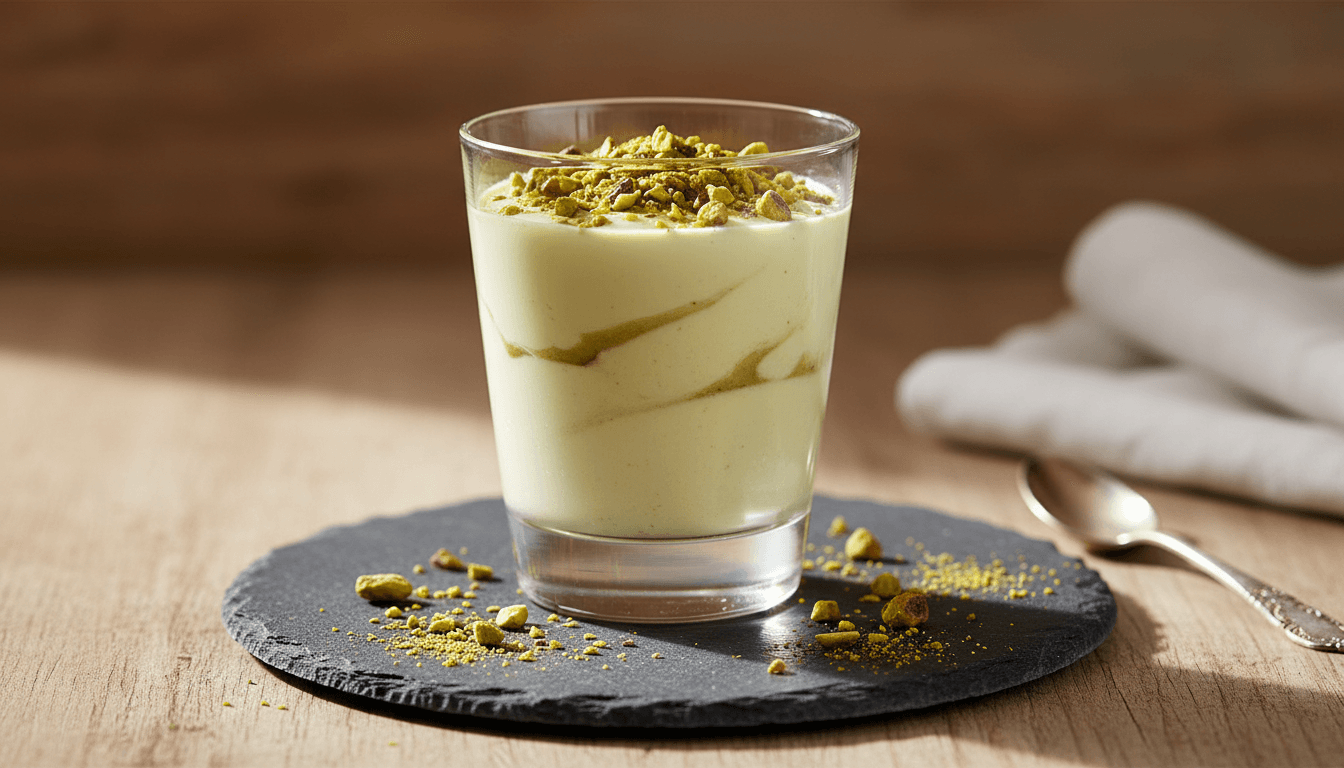 Comment préparer un dessert à la pistache facilement ? 2 Panna cotta à la pistache garnie d'éclats de pistaches