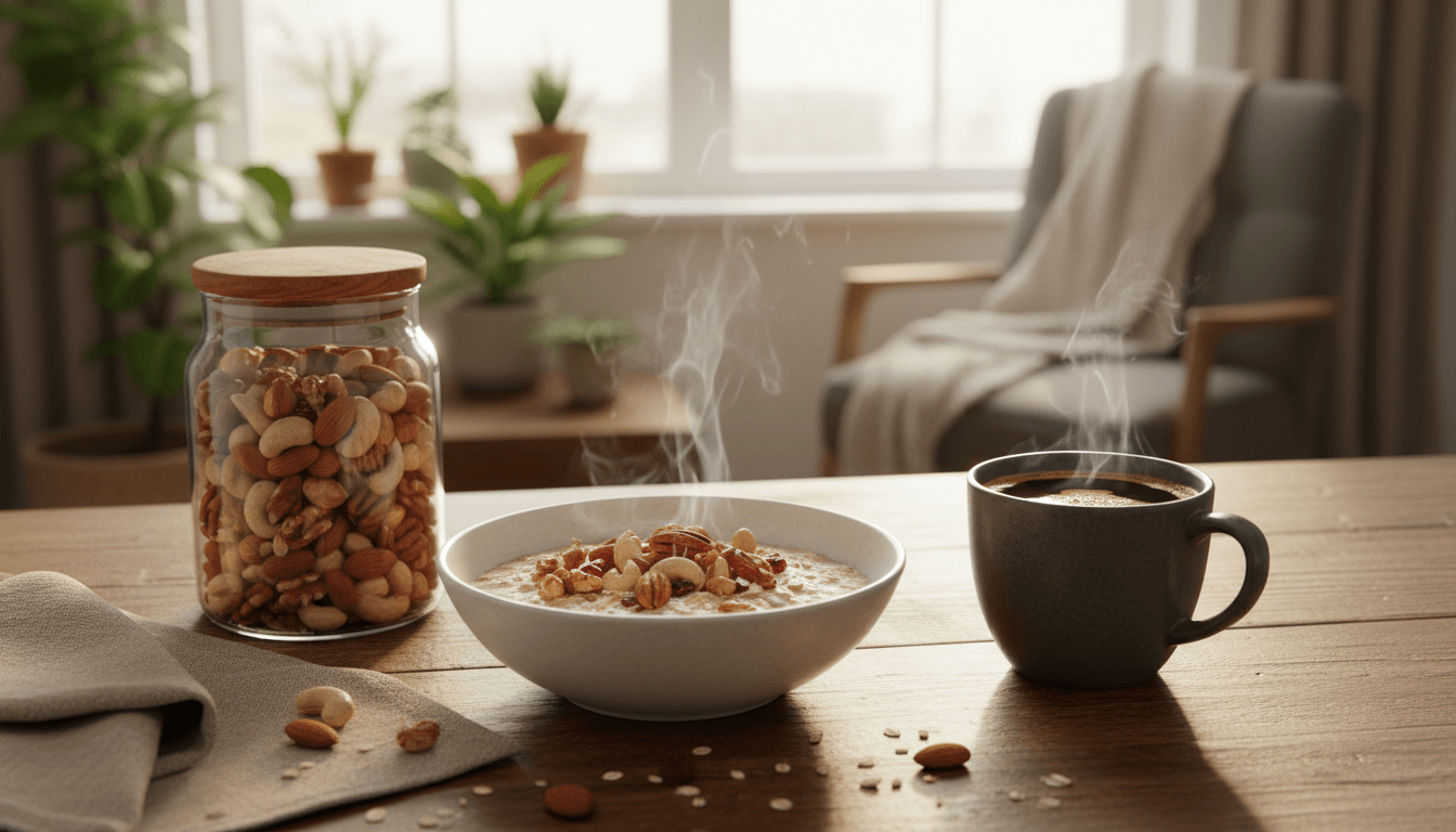 Fruits à coque au quotidien : comment les intégrer à vos repas 2 Petit-déjeuner quotidien : porridge garni de fruits à coque