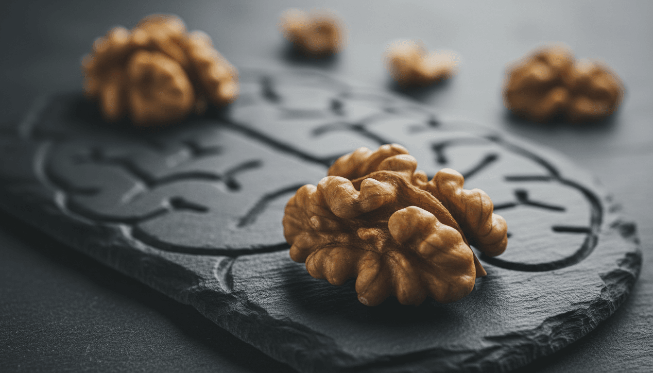 Les Fruits à Coque: Un Allié pour la Mémoire 2 Cerneaux de noix évoquant la forme d'un cerveau