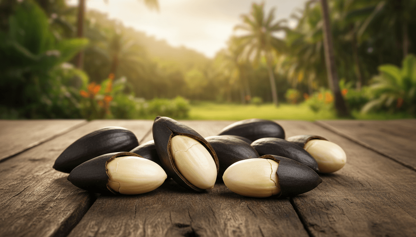 Noix de Pili : Une Douceur Exotique pour Vos Papilles 2 Noix de pili : coques sombres allongées et amandes claires