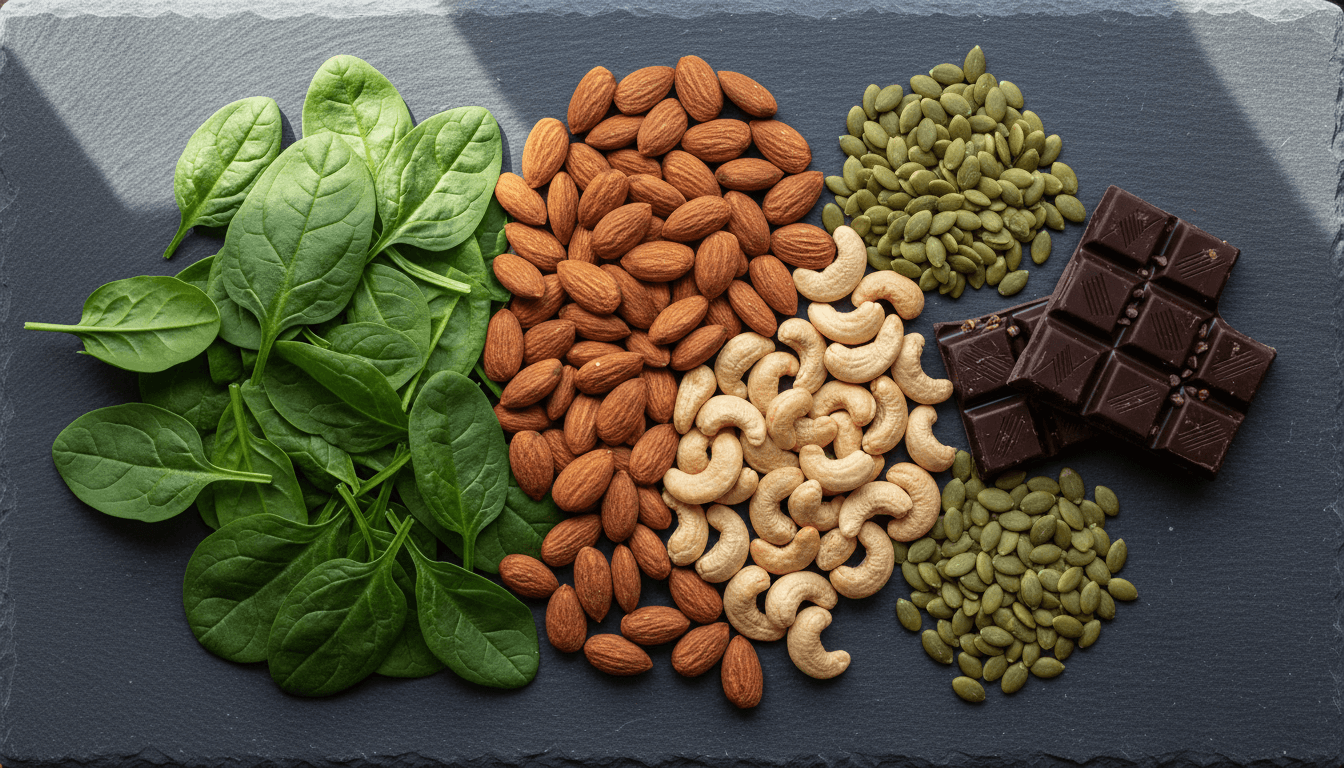 Magnésium noix : quelles variétés comblent vos carences ? 2 Aliments riches en magnésium : noix, cajou, graines, chocolat, épinards